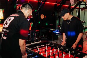 foosball match at staff party